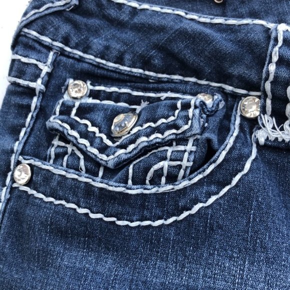 VINTAGE L.A. IDOL BOOTCUT JEANS 37x31 CRYSTALS 💎 - Picture 3 of 8